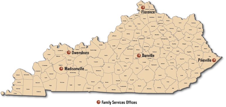 Map of Sunrise Family Services locations in Kentucky