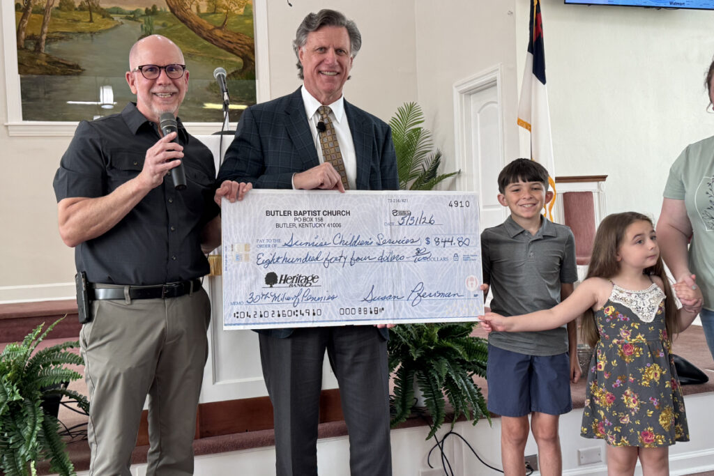Butler Baptist Church presents its 30th Mile of Pennies gift to Sunrise Children’s Services